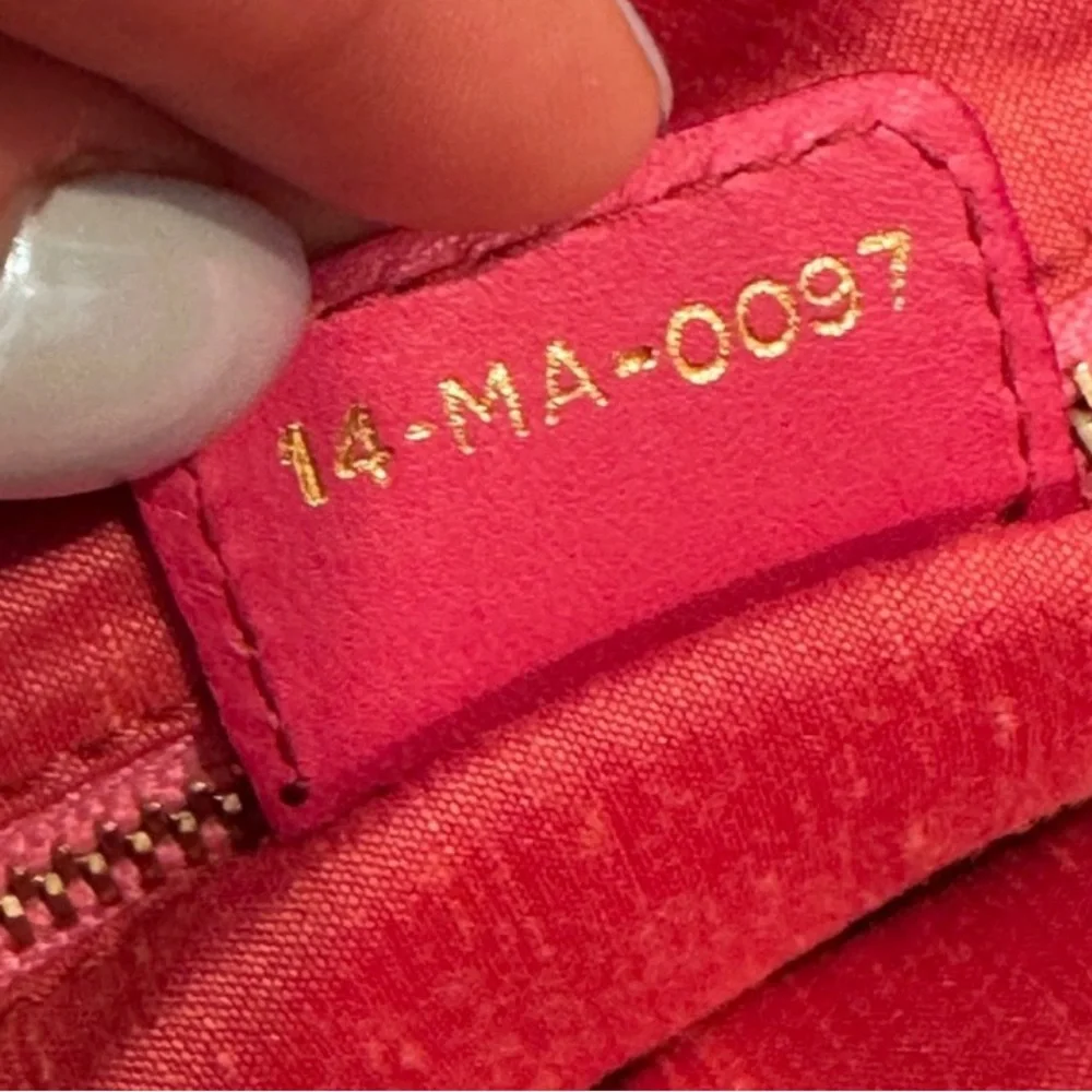 Auth LADY DIOR East West tote bag fushia Pink cannage silk jacquard Handbag RARE